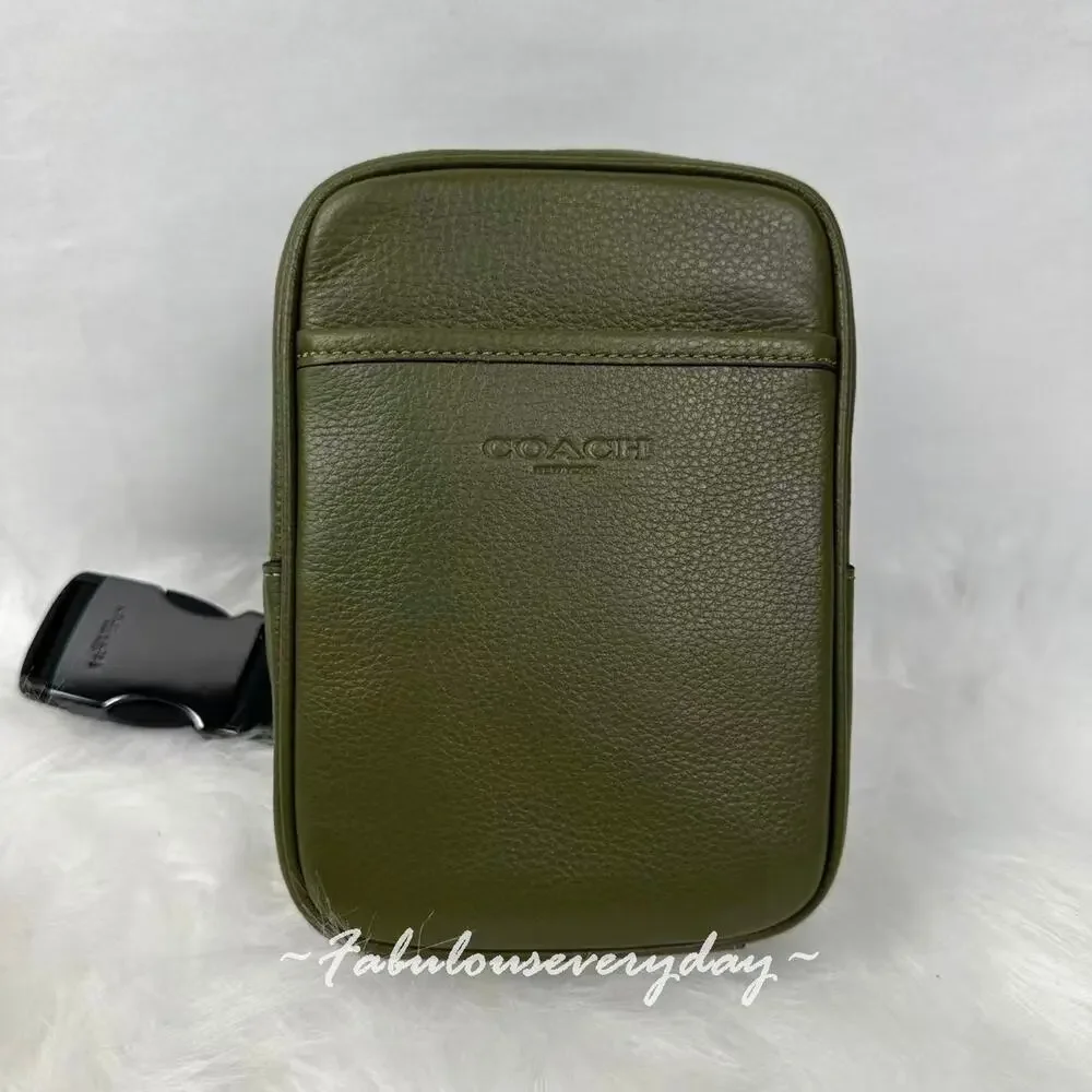 Coach Men's Small Turner Pack In Leather/Qb/Olive CCO66 NWT